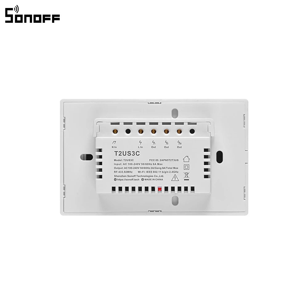 Sonoff T2 US -älykäs WiFi-seinävalokytkin – kosketus- ja RF-ohjaus