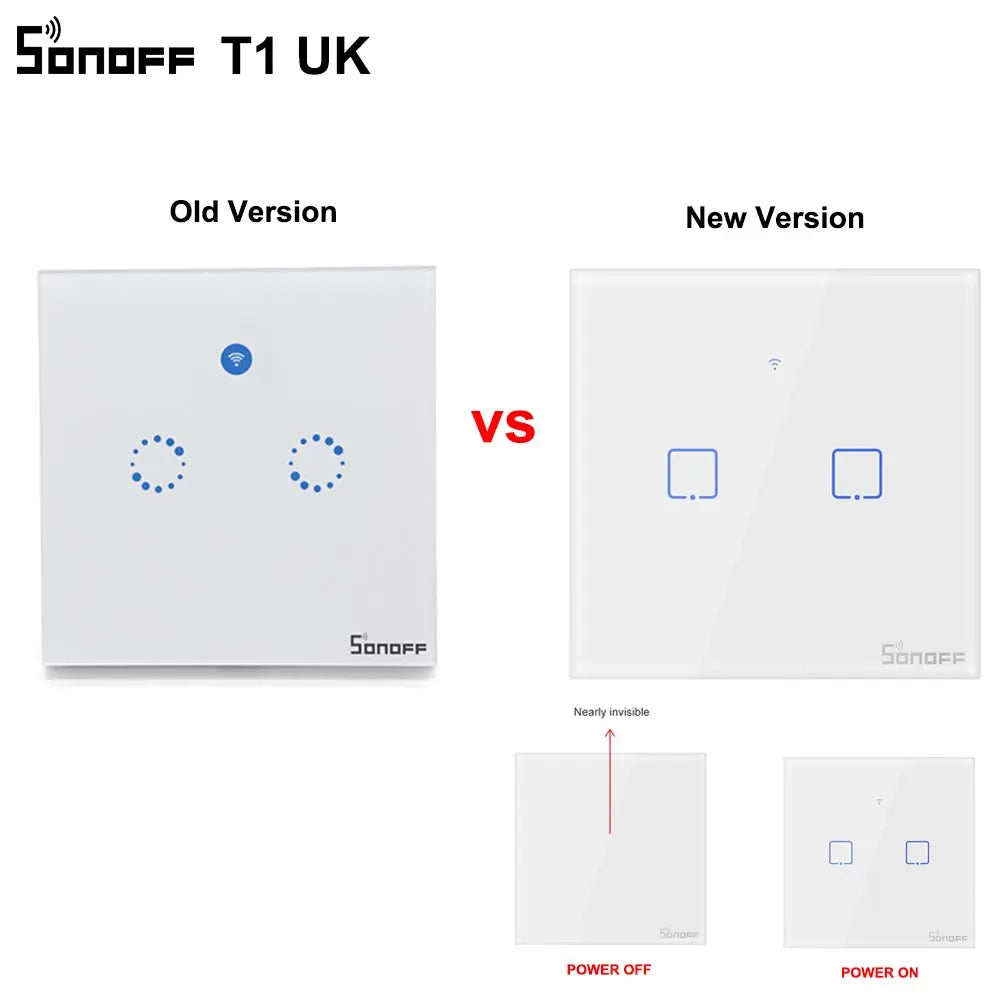 مفاتيح إضاءة الحائط الذكية، من SONOFF، إصدار T1، تدعم WIFI 433 ميجا هرتز RF، أقصى حمولة 600 وات