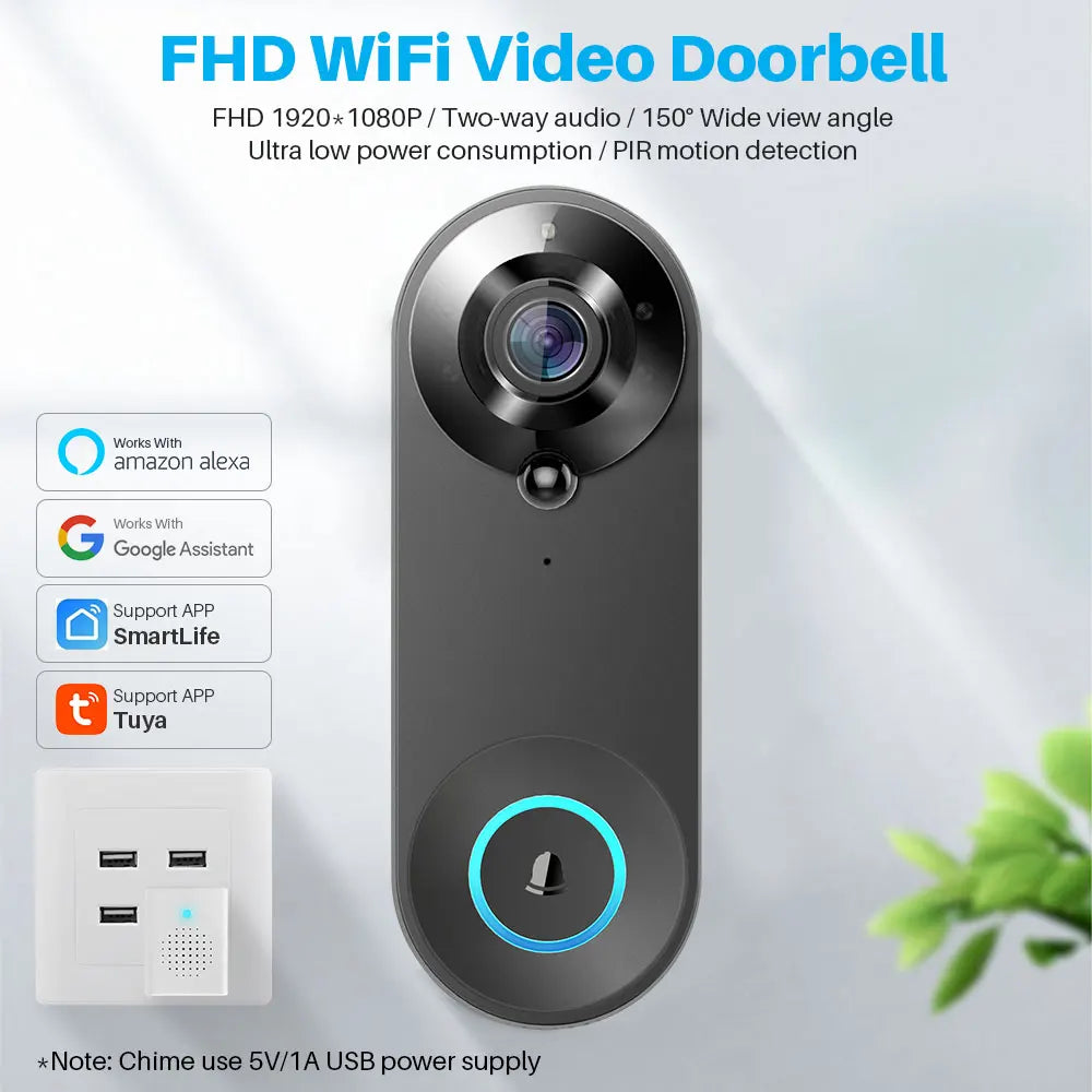 Smart Door bell, Support WIFI, Resolution 1080P