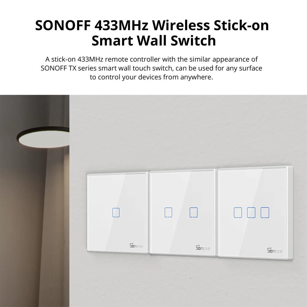 جهاز التحكم عن بعد RF، من SONOFF، يدعم 433 ميجاهرتز، يعمل مع مفتاح الجدار SONOFF TX Wifi