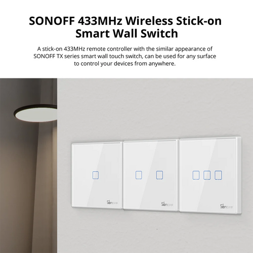 Controler RF de tip SONOFF 86 – Comutator de perete wireless cu frecvență de 433MHz