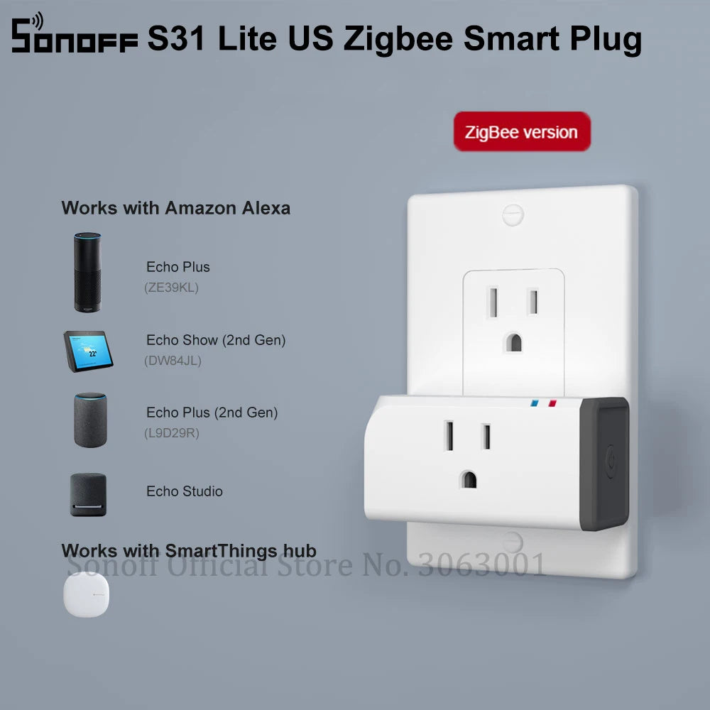 مقبس ذكي زيجبي، من SONOFF، إصدار S31 Lite، أقصى حمل 15 أمبير
