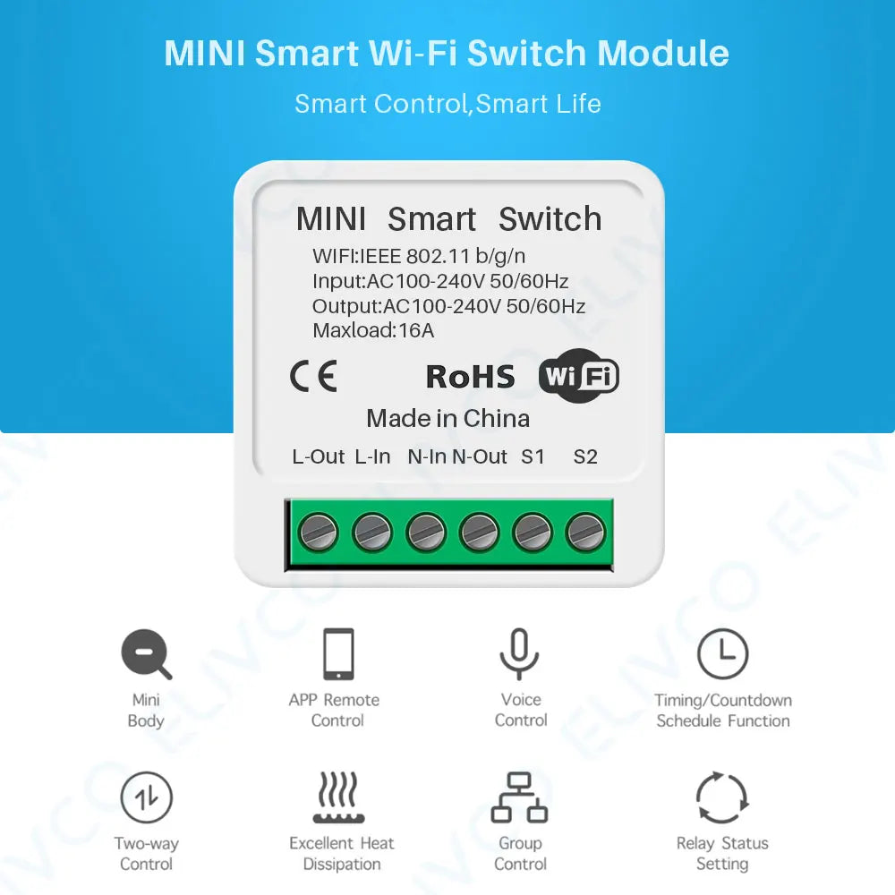 Switch Module Wifi Smart, maxload 16A, Support Two-way Control Smart Home