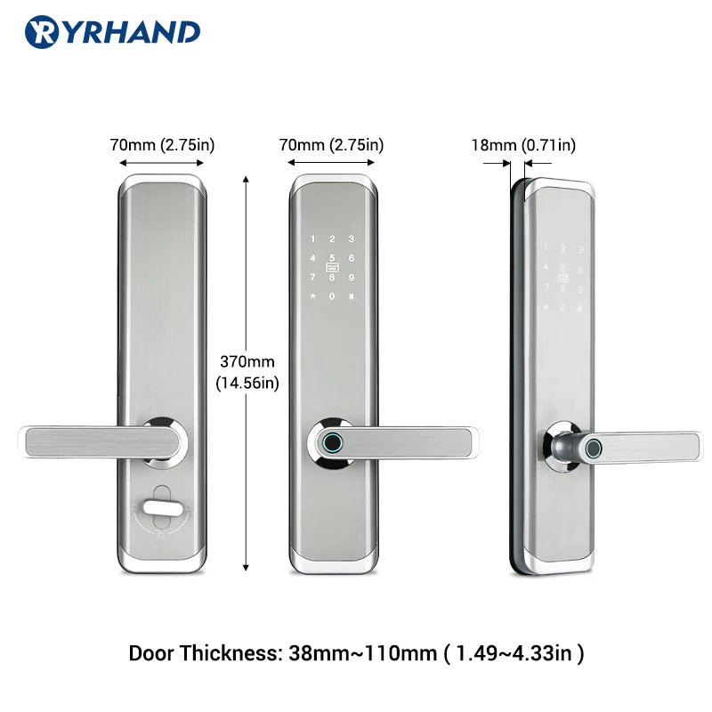 Smart Door Lock, from YRHAND, Made of Zinc Alloy, Waterproof, Silver Color