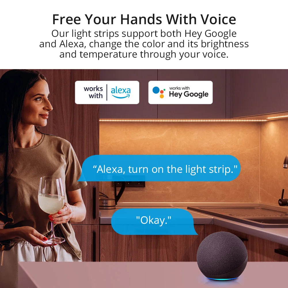 SONOFF L2 Slimme RGB LED-lichtstrip – 2M waterdicht, Bluetooth- & Wi-Fi-bediening, werkt met Alexa & Google Assistant