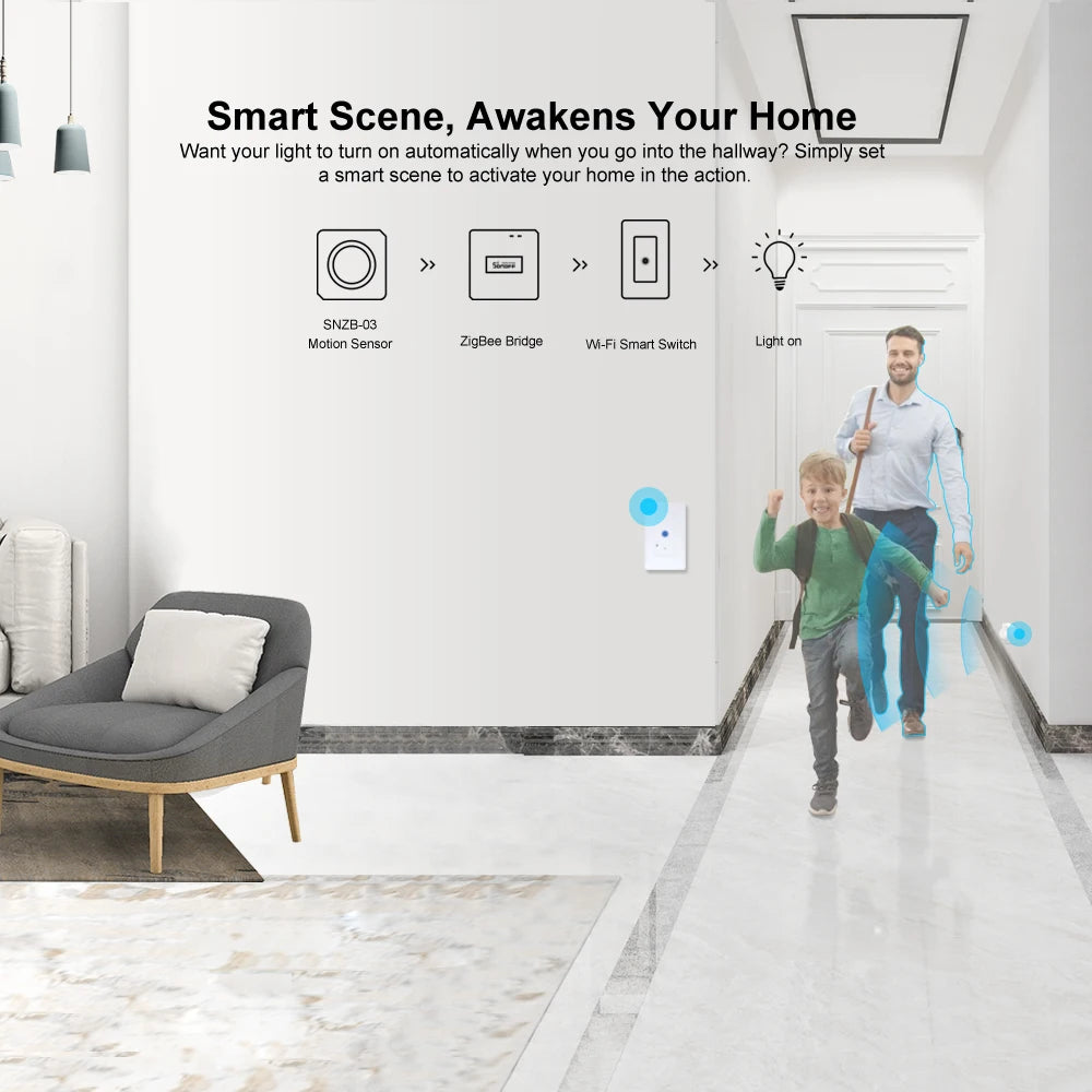 Motion Sensor ZigBee, From SONOFF, Sensitive angle 110°, SNZB-03 Version