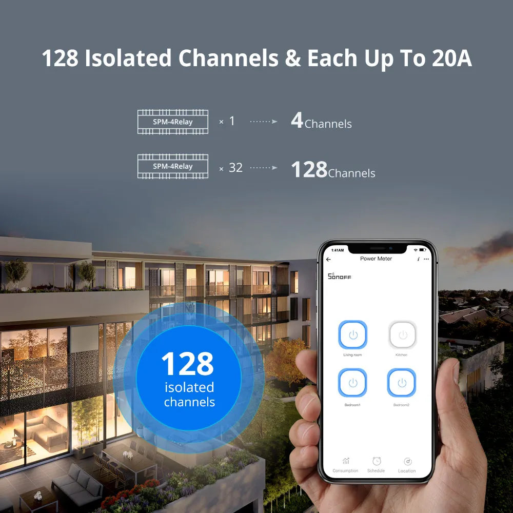 SONOFF Smart Stackable Power Meter - 20A/kanava energianseuranta ja ylikuormitussuoja