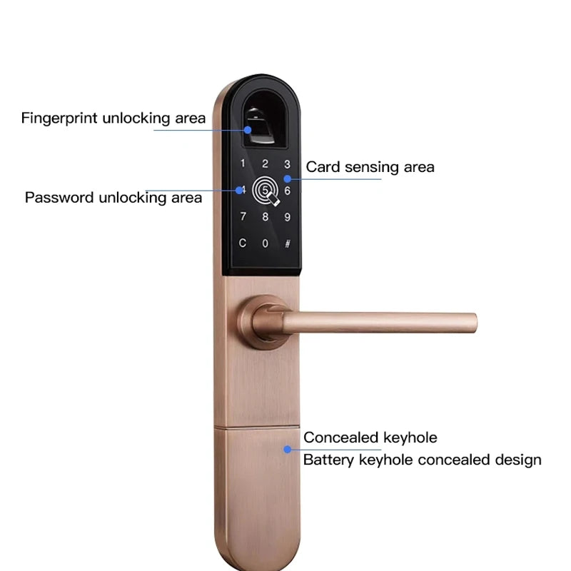 Smart Door Lock, from YRHAND, Made of Aluminum, Waterproof, Silver Color