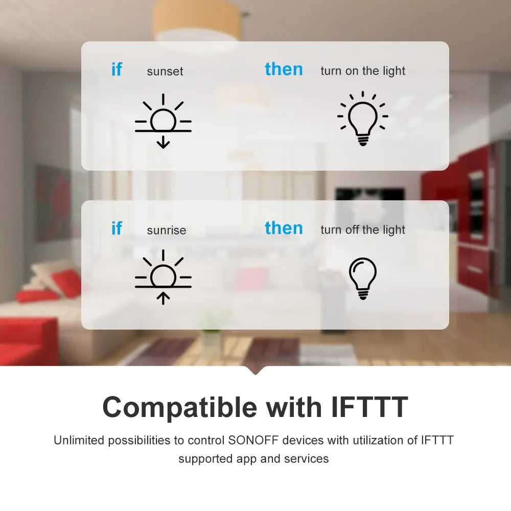 وحدة تبديل WiFi ذكية، من SONOFF، إصدار RFR2، أقصى حمل 10 أمبير، تدعم تردد RF 433 ميجا هرتز