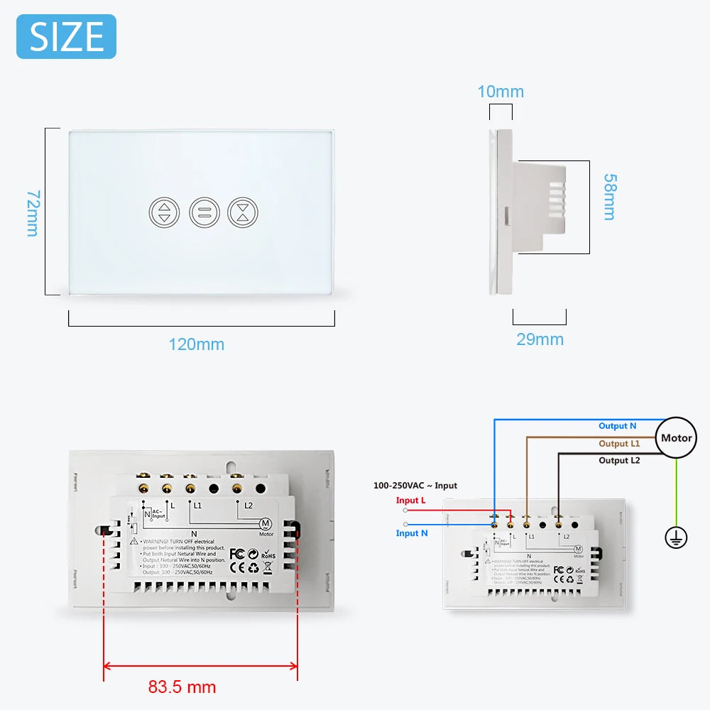 Switches Roller Shutter, Supports WIFI, maxload 600W