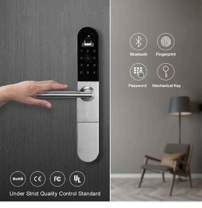 Smart Door Lock, from YRHAND, Made of Aluminum, Waterproof, Silver Color