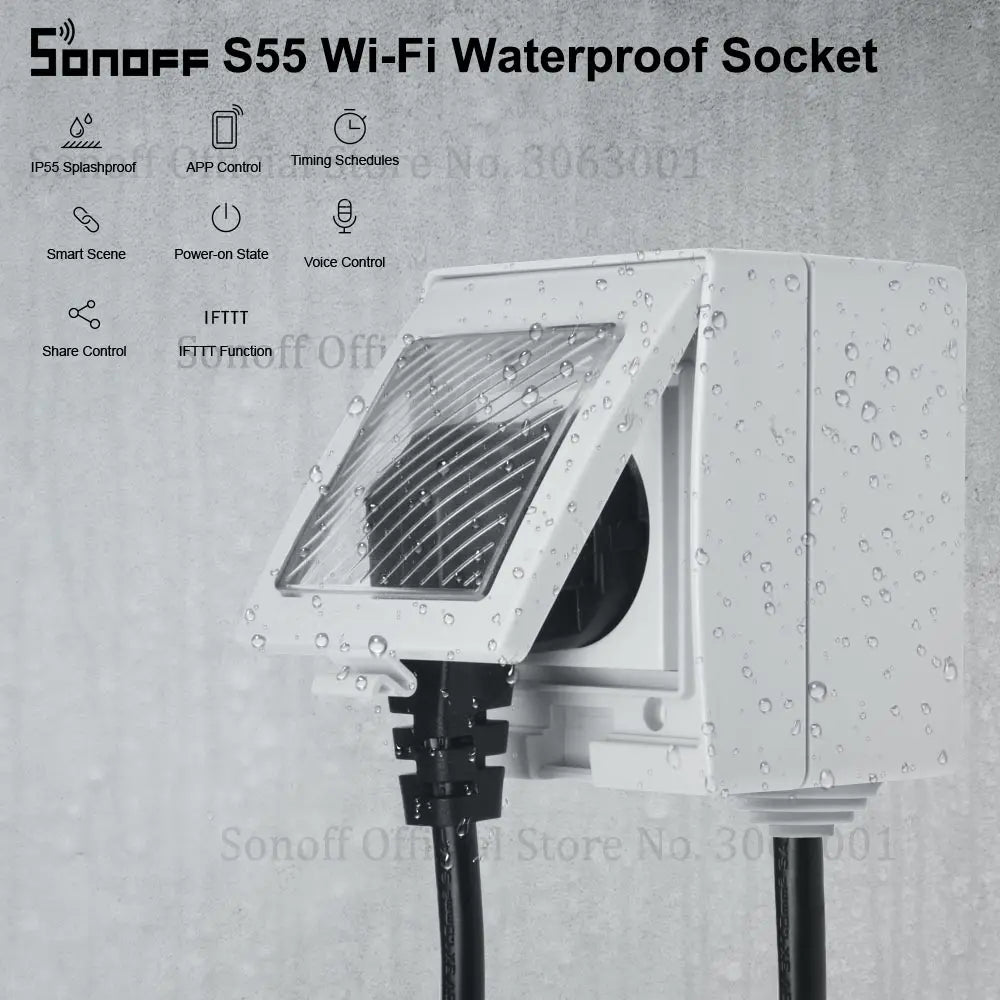 SONOFF S55 Waterproof IP55 WiFi Smart Power Socket AU Outdoor Plug