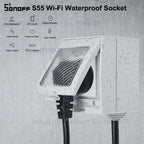 SONOFF S55 مقبس طاقة WiFi ذكي مقاوم للماء بمعيار IP55 – قابس خارجي بريطاني