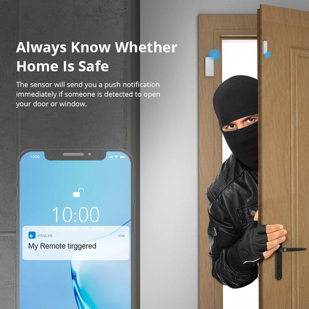 SONOFF DW2-RF Wireless Door Window Sensor App Notification Alerts For Smart Home Security Alarm Works With SONOFF RF Bridge
