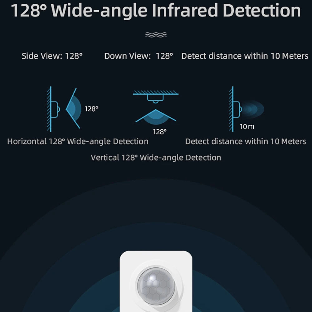 Motion Sensor WiFi, Sensitive angle 128°