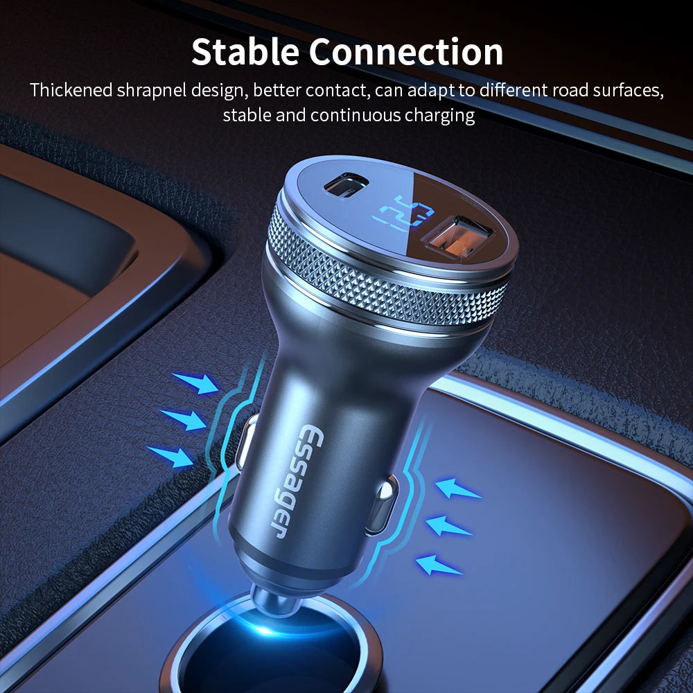 Essager 36W Dual Port Car Charger with QC3.0 - Fast USB-A Charging Adapter for Smartphones & Tablets