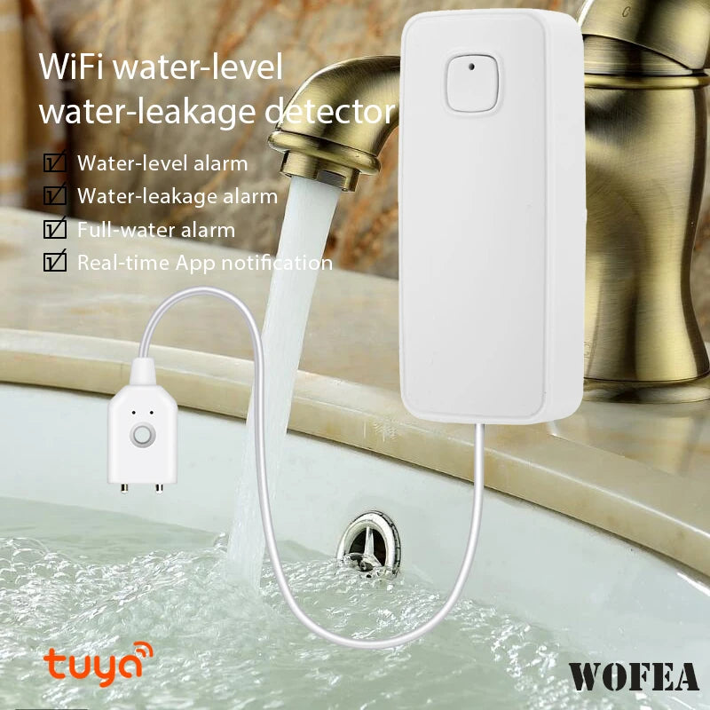 WOFEA Tuya WiFi Water Leak Sensor 2.4G with 80dB Alarm & Level Monitor