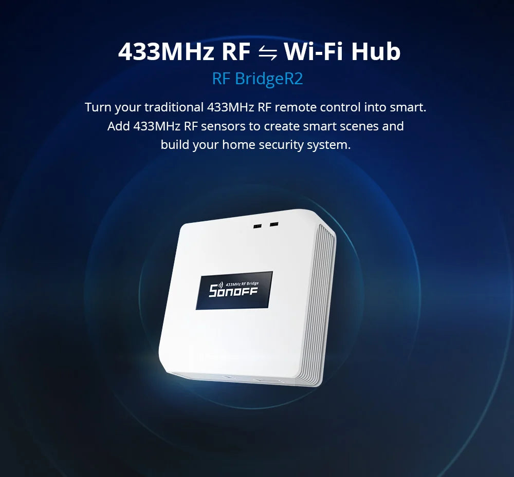 محور البوابة الذكية، من SONOFF، يدعم شبكة WiFi بتردد 433 ميجاهرتز، إصدار RF BridgeR2