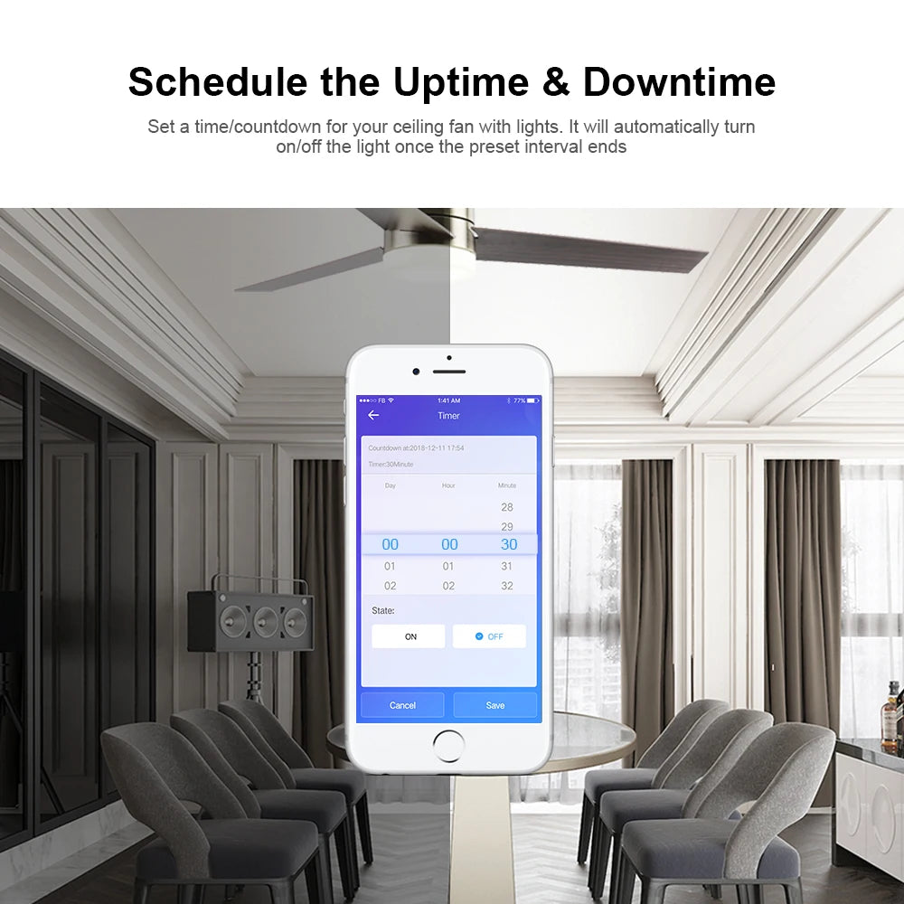 SONOFF iFan04-L Smart WiFi Ceiling Fan & Light Controller – Remote & Voice Control