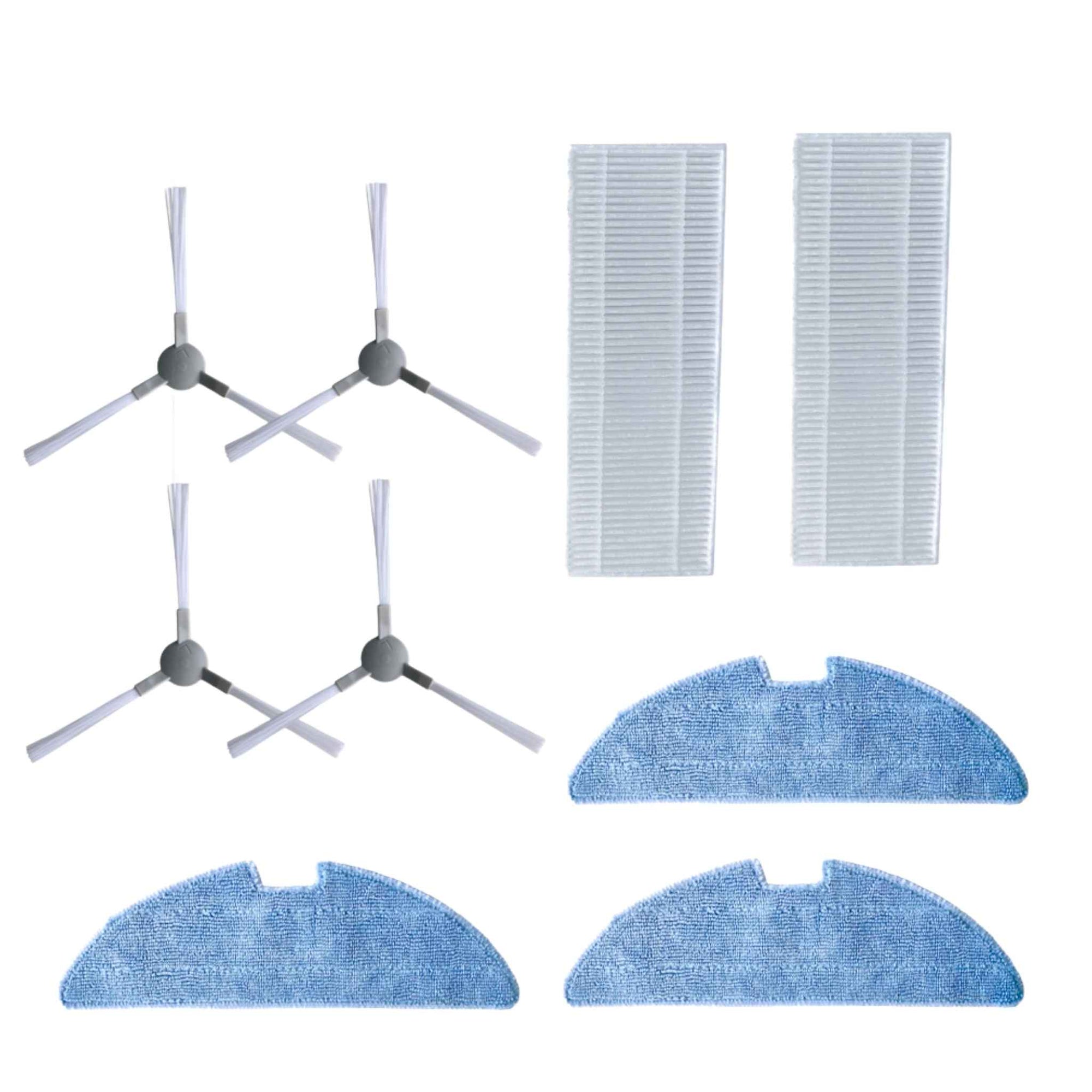 Original Spare Parts Kit for ABIR G20S Robot Vacuum Cleaner, featuring side brushes, HEPA filters, and mop cloths.