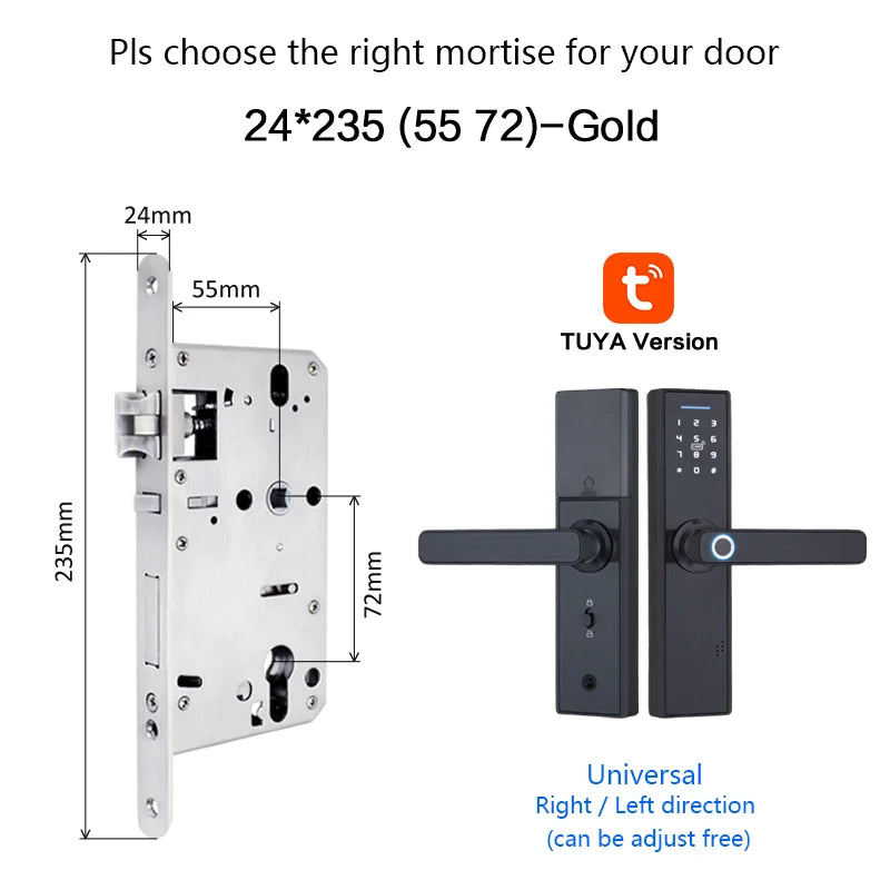 Tuya WiFi Smart Door Lock – Fingerprint, IC Card & Touchscreen Keypad (520TUYA)
