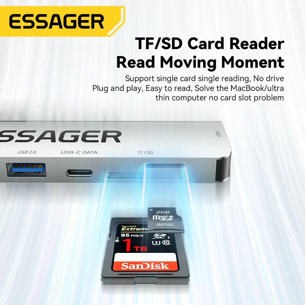 USB Hub Type-C, From Essager, 60W fast charging