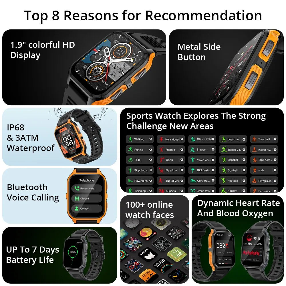 COLMI P73 zewnętrzny smartwatch z rozmowami Bluetooth i ekranem 1,9", czarny