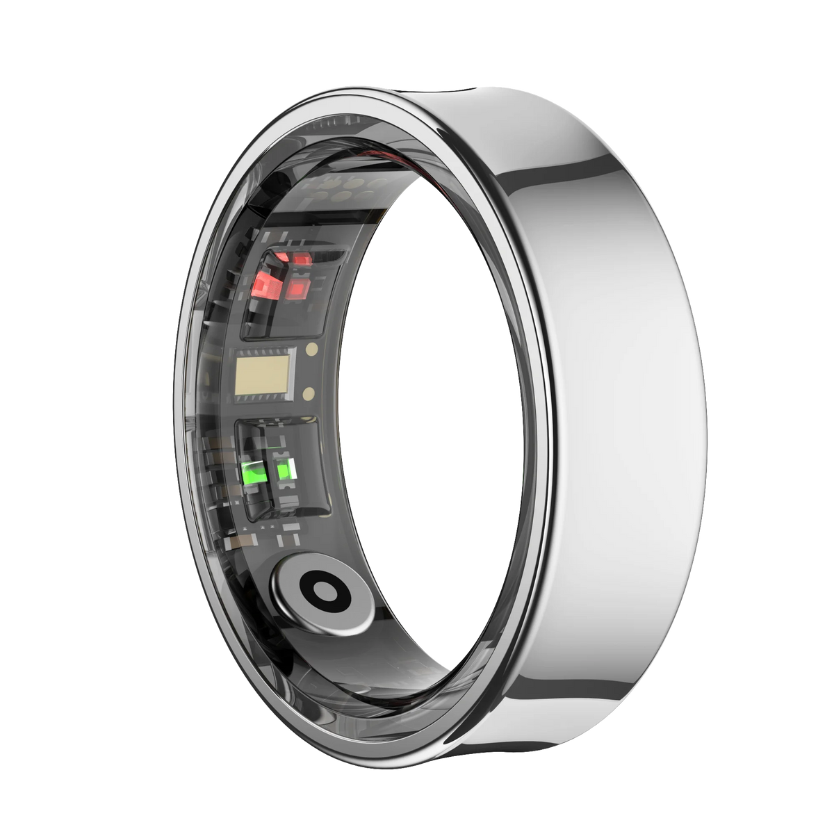 AMOVAN AMR09 Smart Ring – Slim Stainless Steel Health Tracker with Body Temperature, Sleep, SpO2 & AI Analysis for iOS Android