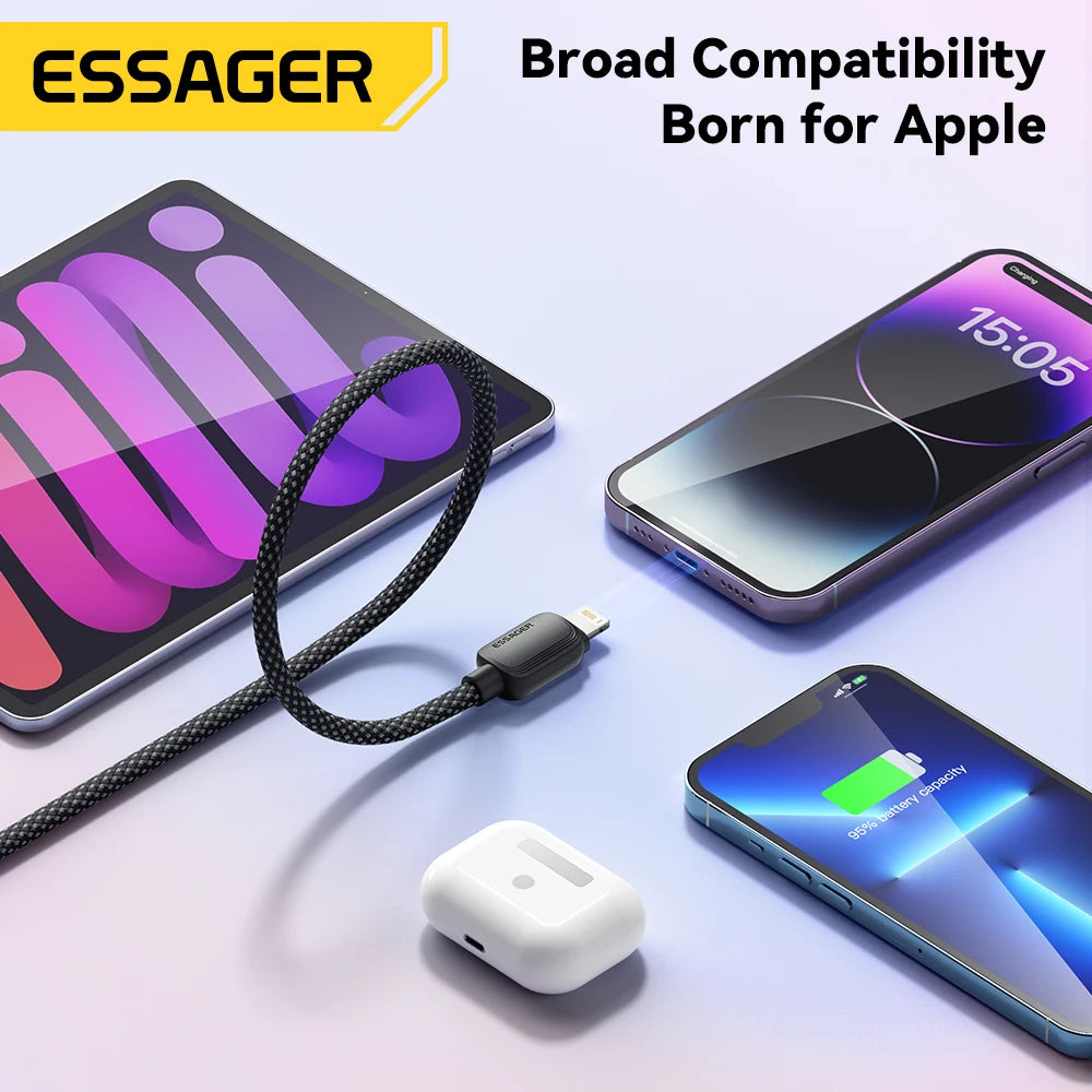 Essager PD 29W Fast Charge Cable | Type-C to Lightning | iPhone 8-14 | Durable Braided Wire