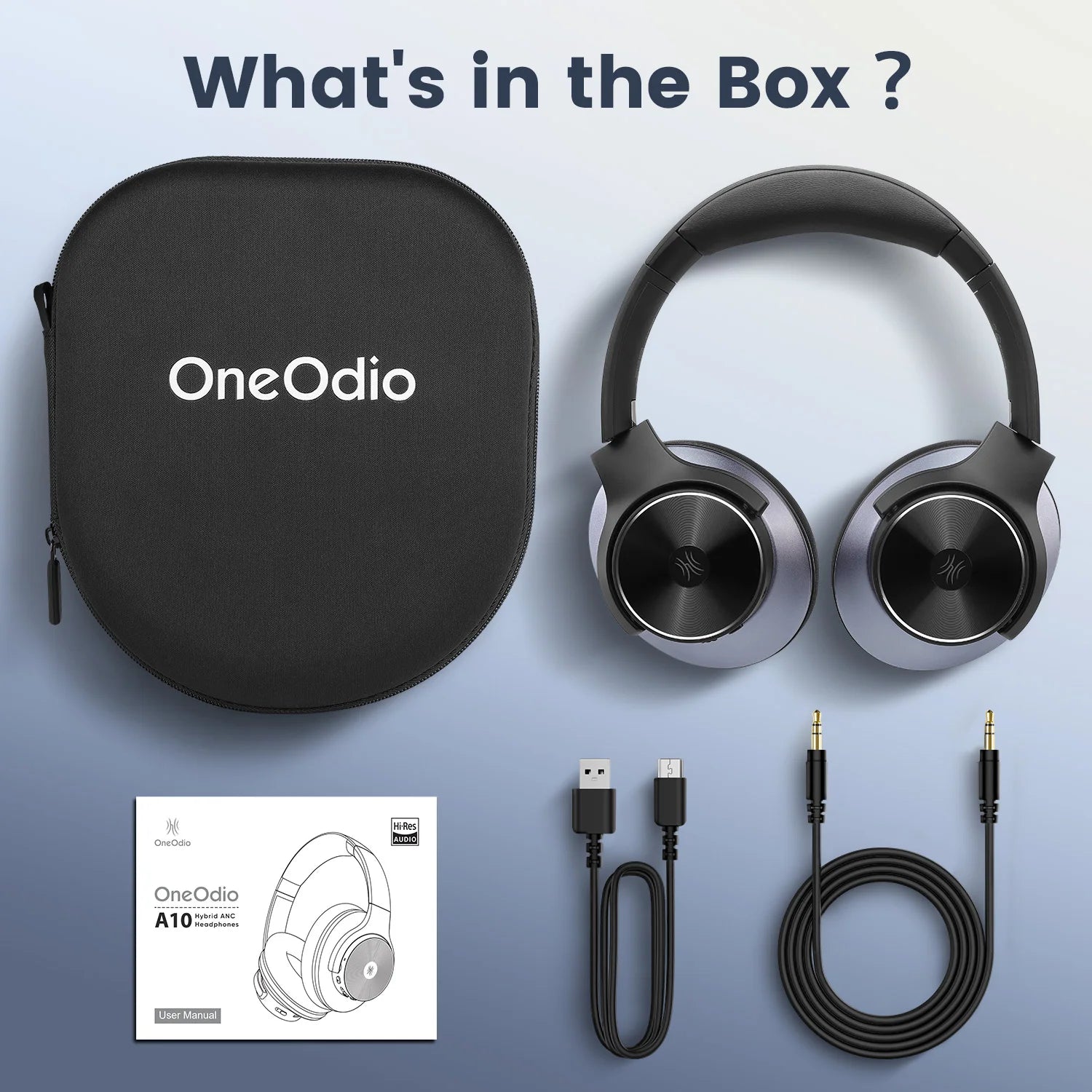 OneOdio Hybrid Active Noise Cancelling Headphones - Immersive Hi-Res Audio with 40mm Drivers and 50 Hours Playtime