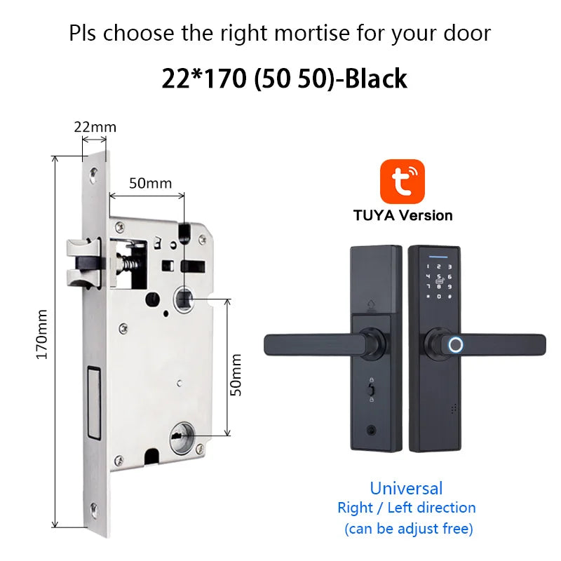 Tuya WiFi Smart Door Lock – Fingerprint, IC Card & Touchscreen Keypad (520TUYA)