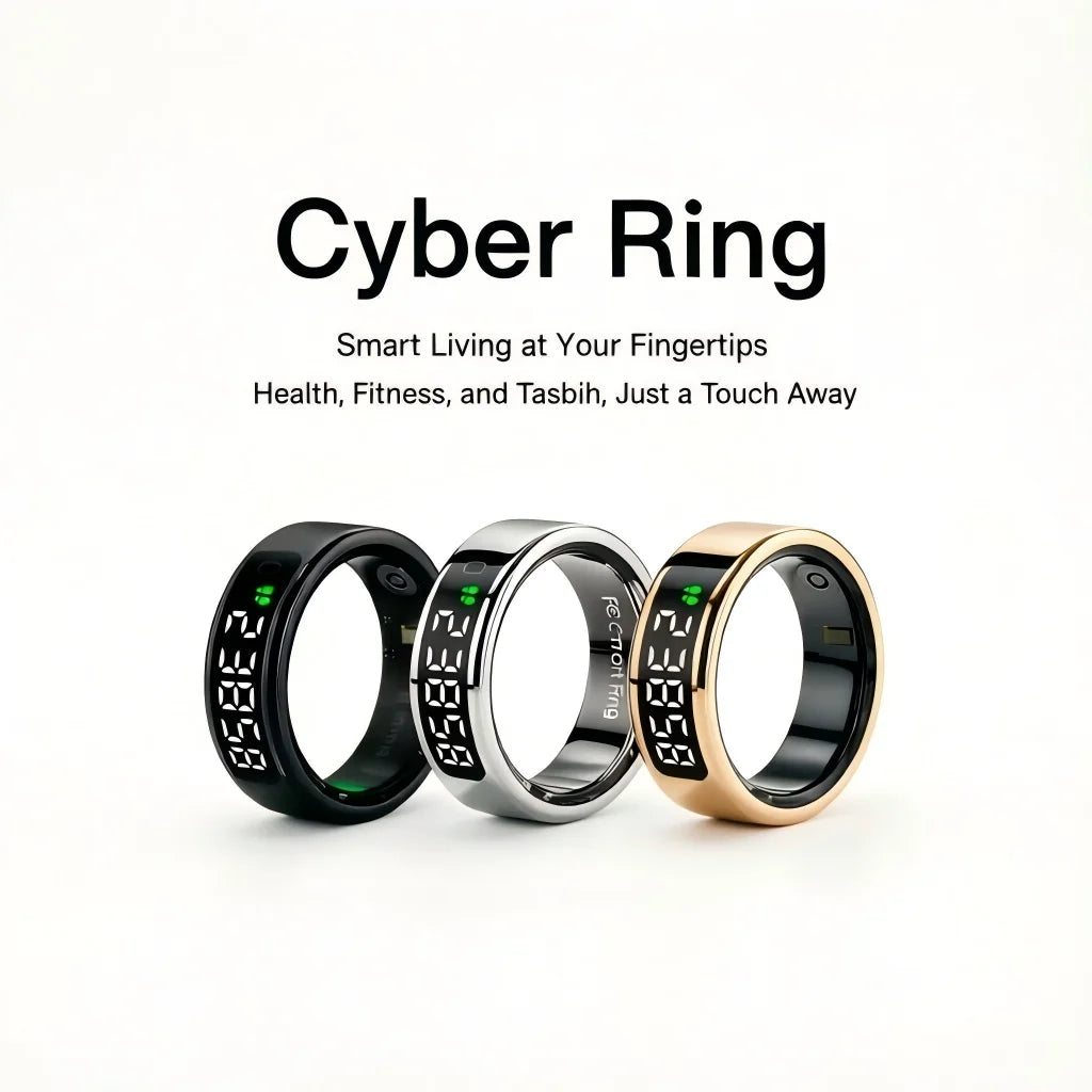AMOVAN AMR11 Smart Ring with Display Screen – Tasbih Zikr Counter, Heart Rate, SpO2 & Sleep Tracker for iOS Android