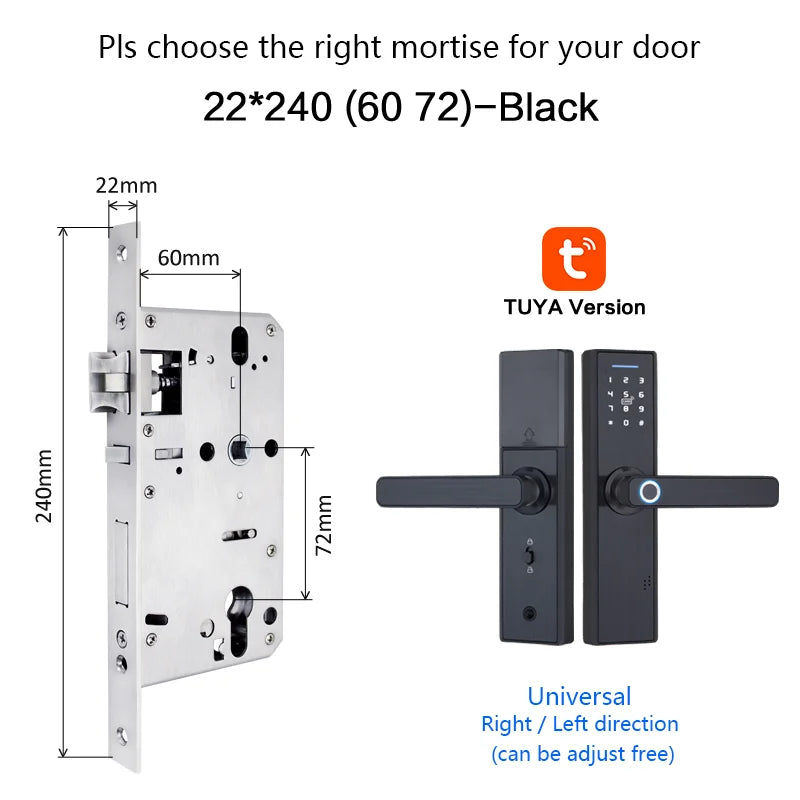 Tuya WiFi Smart Door Lock – Fingerprint, IC Card & Touchscreen Keypad (520TUYA)