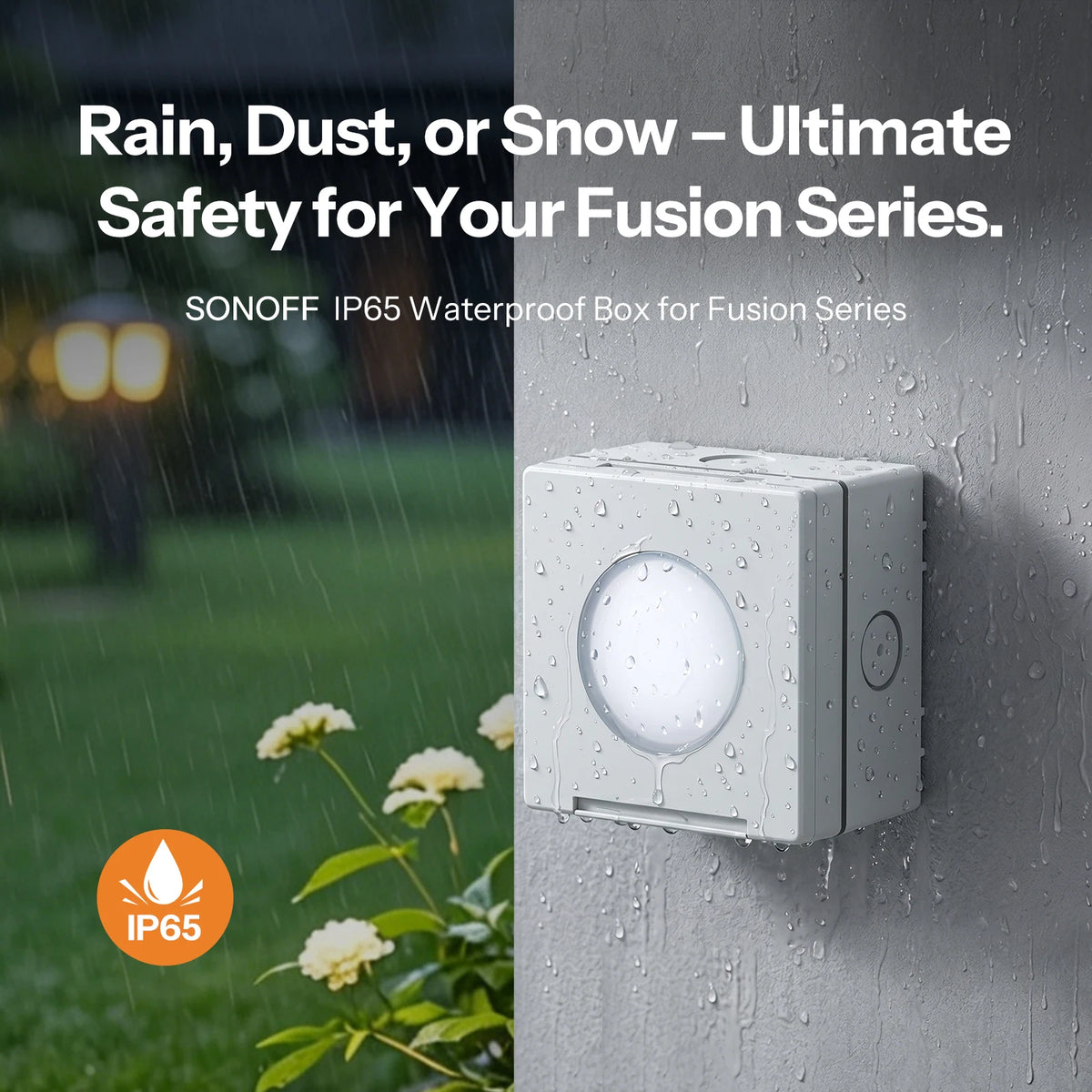 SONOFF EWPB IP65 Outdoor Waterproof Box – Flame-Retardant PC Cover for Fusion Series Wall Switches & Sockets