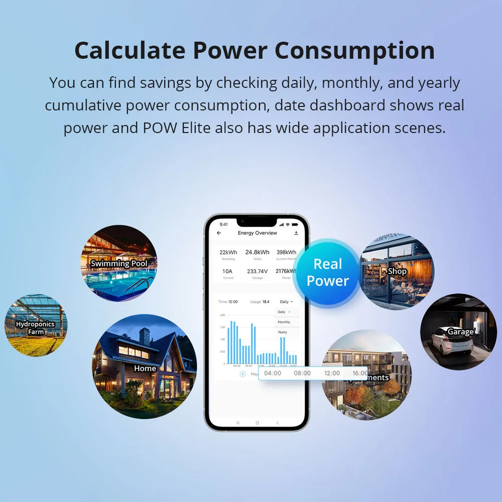 مفتاح SONOFF POW Elite 20A الذكي بتقنية WiFi مع قياس استهلاك الطاقة