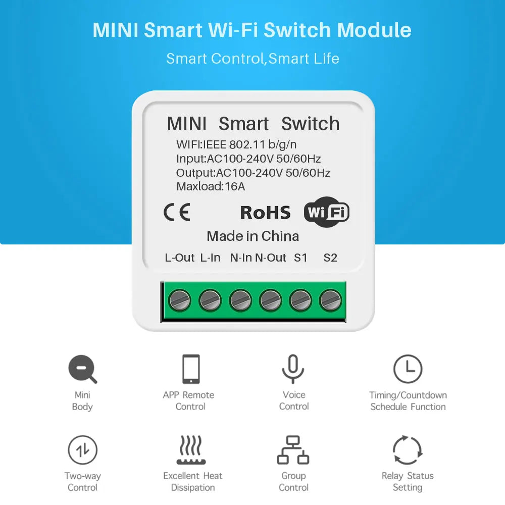 Switch Module Wifi Smart, maxload 10A, Support Two-way Control Smart Home
