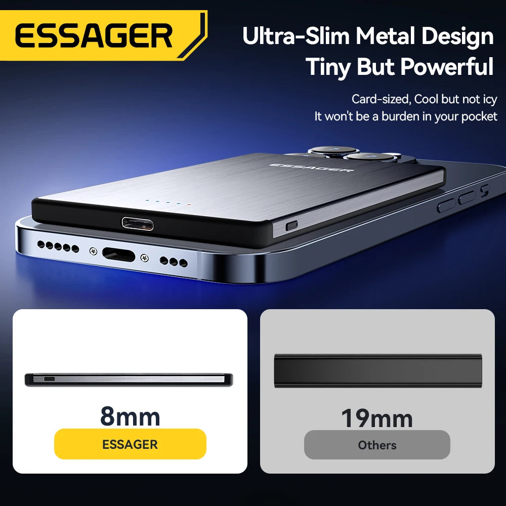 Power Bank, From Essager, Magnetic Wireless Charging, 5000mAh capacity, With PD 20W power