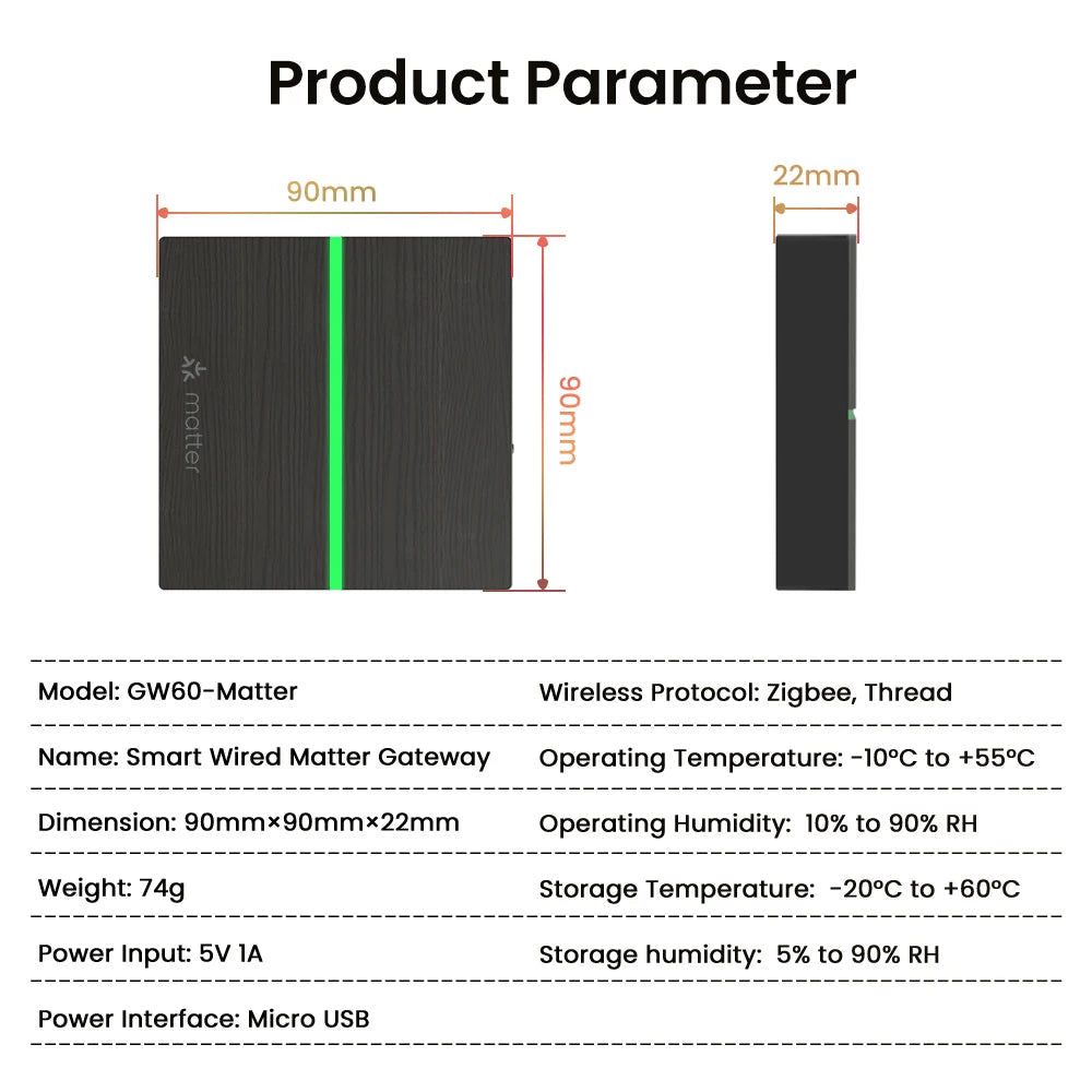 AVATTO Matter ZigBee Wired Gateway Hub – Smart Home Bridge for HomeKit, Alexa & Google