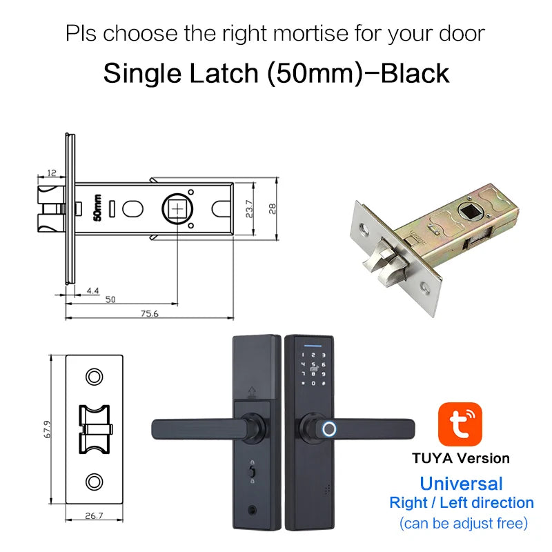 Tuya WiFi Smart Door Lock – Fingerprint, IC Card & Touchscreen Keypad (520TUYA)