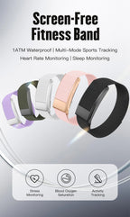 AMOVAN No-Screen Smart Band – Distraction-Free 24H Heart Rate, SpO2, Stress & Sleep Tracker, No Subscription