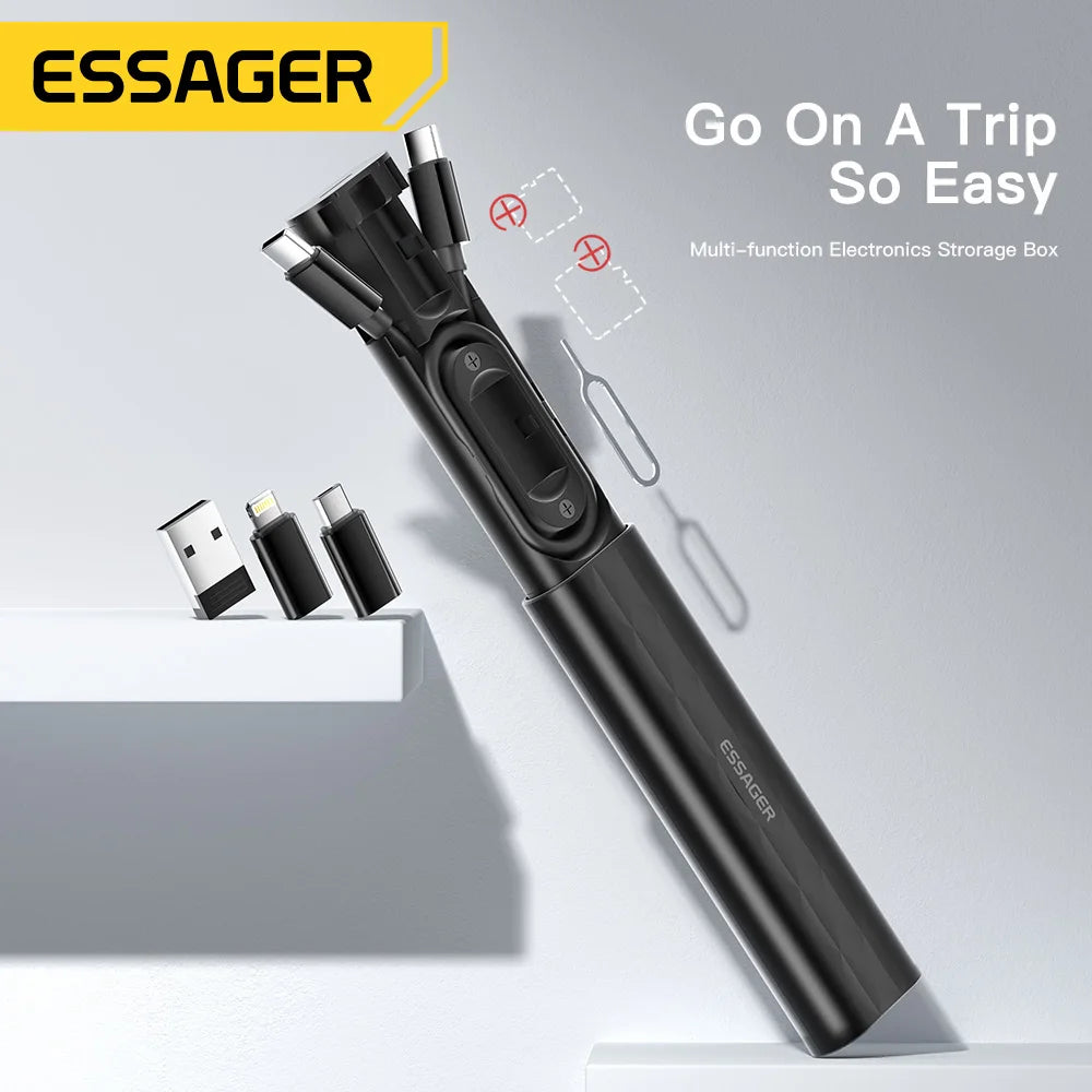 Charge Cable Multi-function, PD 60W, From Essager, Color Black