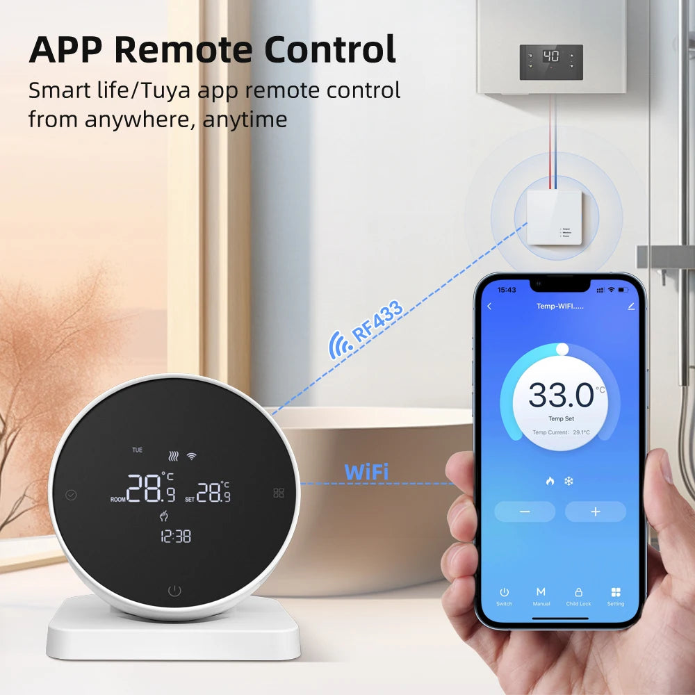 AVATTO Tuya WiFi RF Smart Thermostat – Wireless 433MHz Boiler Controller (WT498)