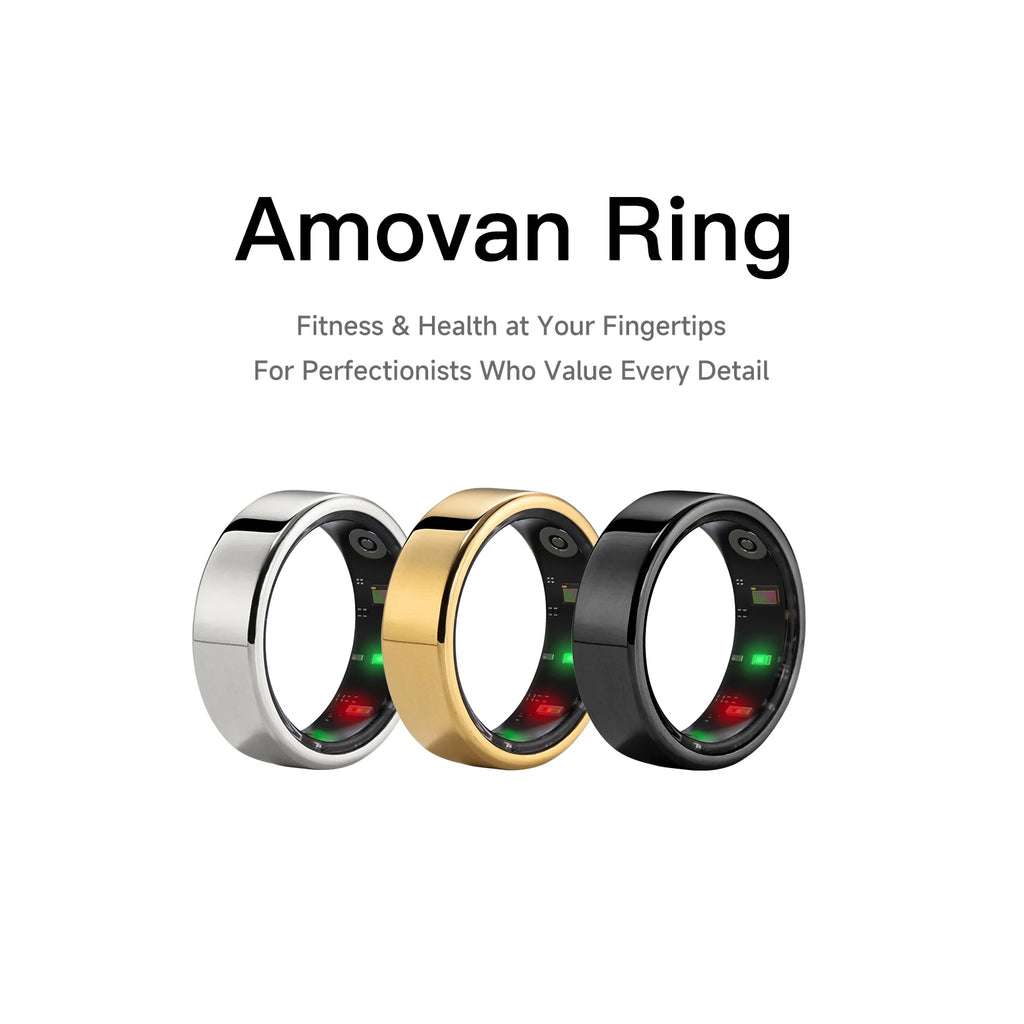 AMOVAN AMR06 Smart Ring – GPS Sports, Heart Rate, SpO2, Sleep, Stress & Body Temperature Tracker for iOS Android