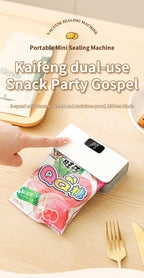 Cooskr 2-in-1 Rechargeable Mini Bag Heat Sealer & Cutter – LED Display 6 Modes Magnetic Portable Food Bag Sealer