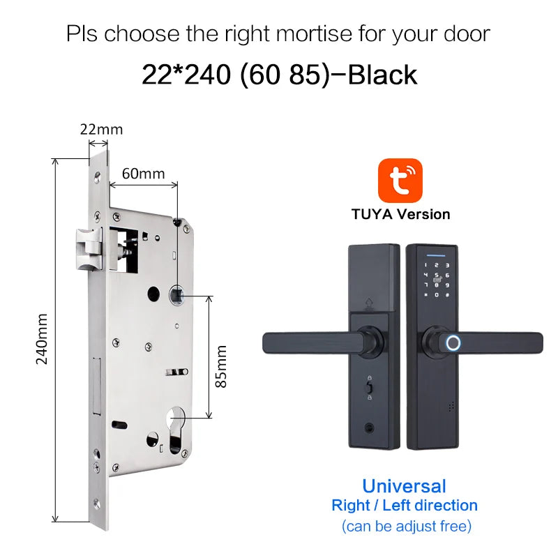 Tuya WiFi Smart Door Lock – Fingerprint, IC Card & Touchscreen Keypad (520TUYA)