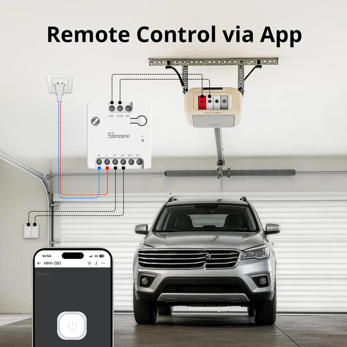 SONOFF MINI-ZBD Zigbee Dry Contact Smart Switch – AC/DC Compatible Relay for Garage Door, Gate, Boiler, Pump (Zigbee Hub Required)
