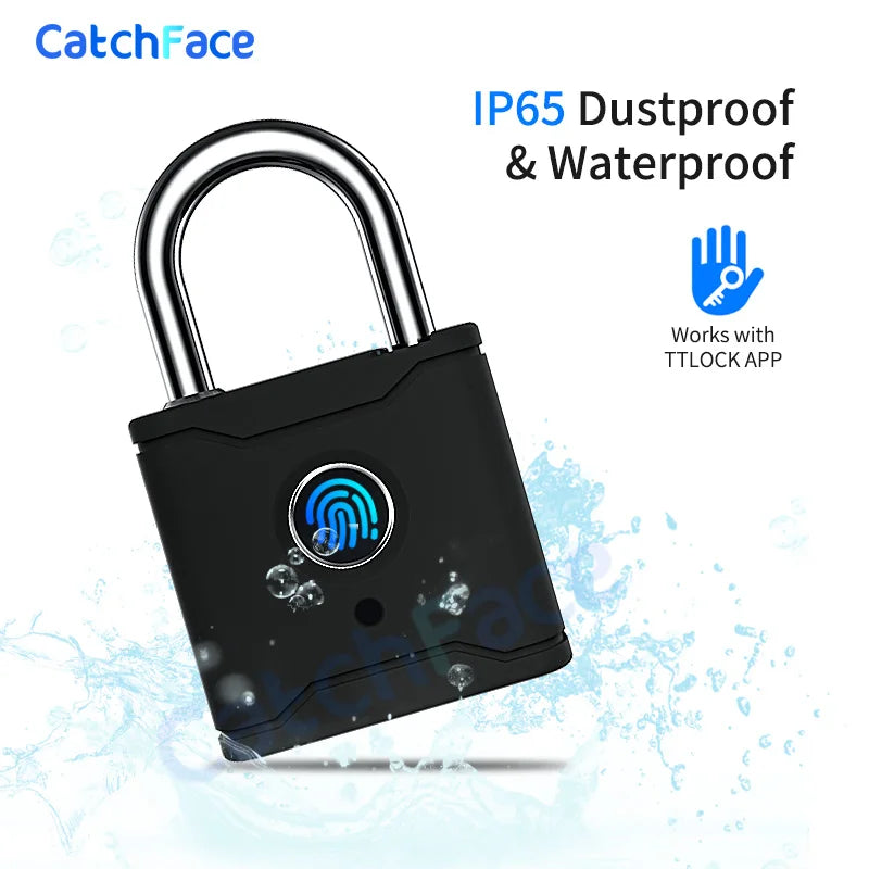 TTLock Fingerprint Smart Padlock – Waterproof Bluetooth App Unlock + USB Rechargeable