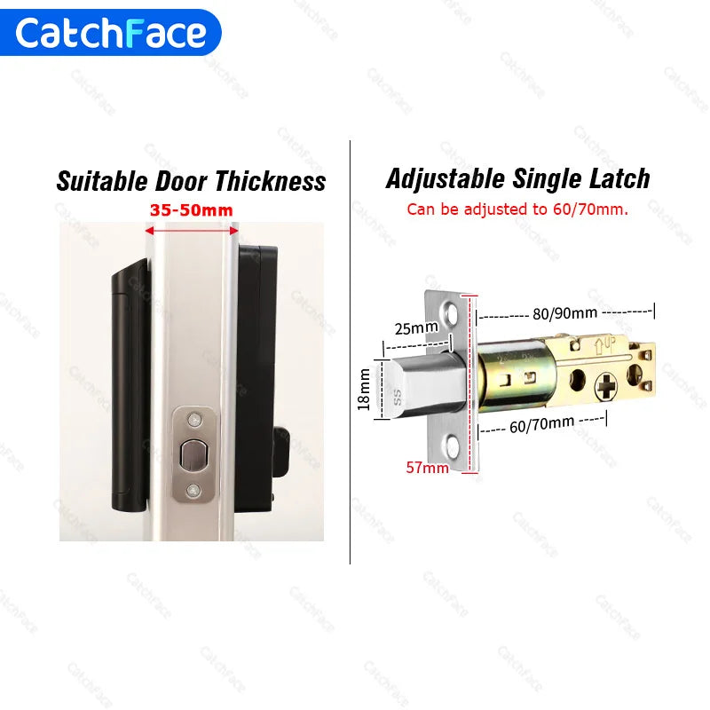 Catchface Smart Fingerprint Deadbolt Lock TTLock with Keypad & RFID, Black