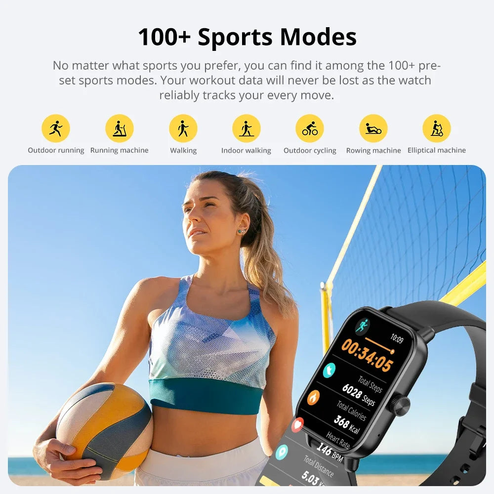 COLMI P81 Smartwatch 1,9″ – Bluetooth-samtal, 100+ sportlägen, svart