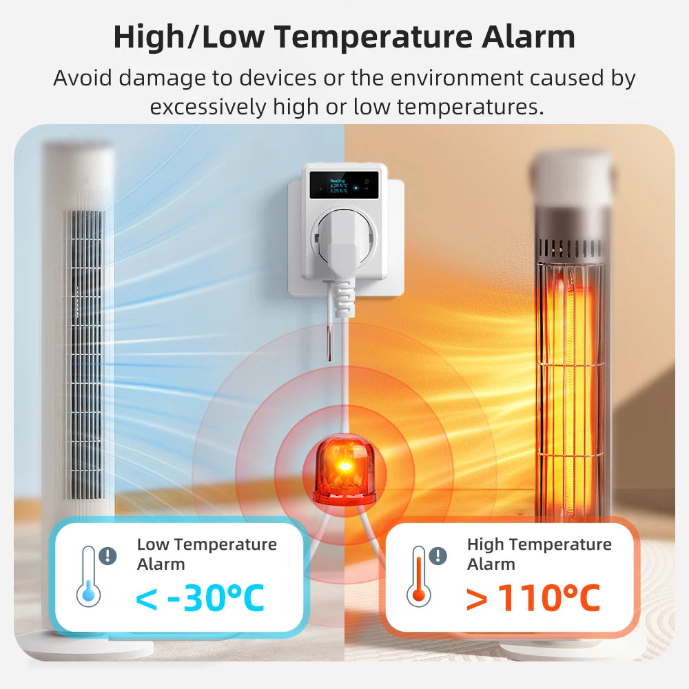 AVATTO Tuya WiFi Thermostat Socket 16A – Heating/Cooling Controller with NTC Sensor